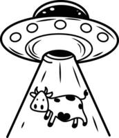 Ufo abduction icon in hand drawn style vector