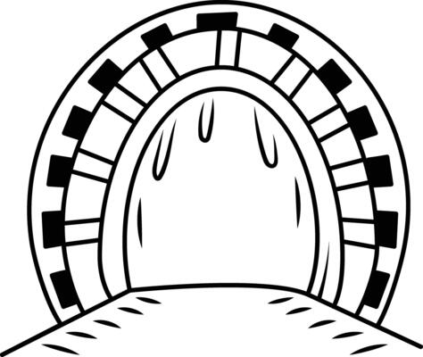 Space portal icon in drawing style