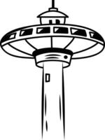 Space elevator icon in doodle style vector