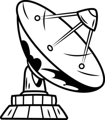 Parabolic dish icon in hand drawn style