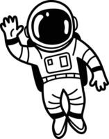 A doodle style icon of astronaut waving vector