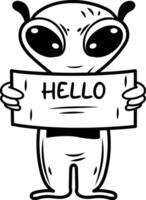 Alien character icon in drawing style vector