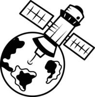A hand drawn icon of satellite orbit vector