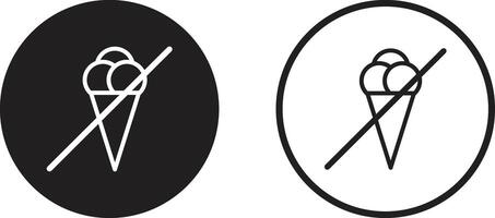 No ice cream icon in two styles . Ice cream prohibited icon . illustration vector