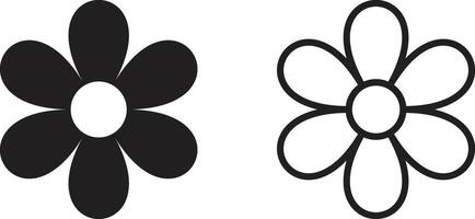 Flower icon set in flat and line styles isolated on white background . Black and white flower icon . illustration vector