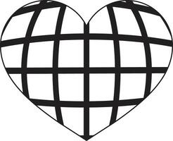 Globe icon in heart shape isolated on white background . Globe heart icon . illustration vector