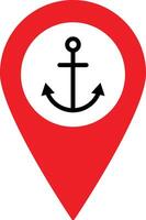 Map pointer with anchor icon . Sea port map location icon . illustration vector