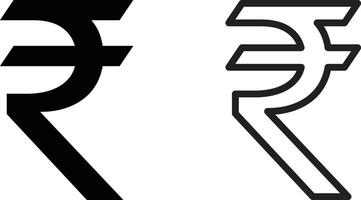 Rupee icon set in flat and outline styles . Indian rupee icon vector