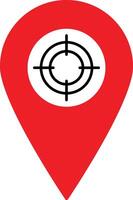 Pin and target icon isolated on white background . Geo targeting icon . illustration vector