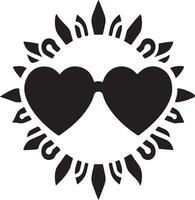 Silhouette of Heart-Shaped Sunglasses Design Art Illustration on a white background vector