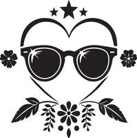 Heart Shaped Sunglasses Design Art Illustration on a white background vector