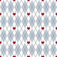 Seamless pattern of rhombus and hearts argyle style on a blue background vector