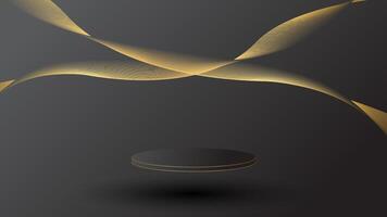 a display podium black luxury gold modern presentation product background . stage empty dark design pedestal minimal showcase template space stand. studio mockup abstract light platform vector