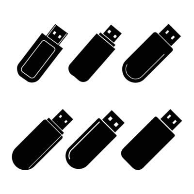 USB flash drive icon set illustration