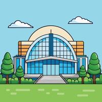 modern building with trees and grass vector