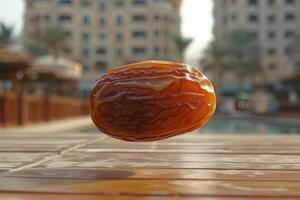 A date sitting on top of a wooden table photo