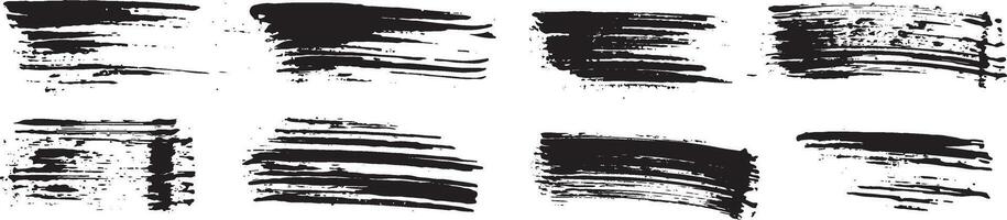 set of various, black strokes with different lines and spots, for various design ideas vector