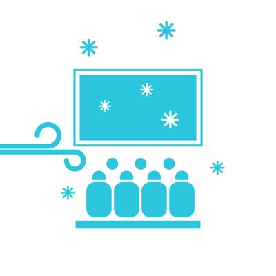 Amazing Effects, 5D Cinema. Isolated on white background. Blue icon set.