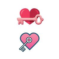 Hearts and Keys Minimal Flat Design Bundle vector