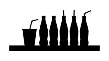 Monochrome Silhouettes of Soda Bottles and Drink Cups - Beverage Container Art vector