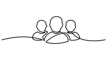 Group of Professionals Collaborating - Line Art of Business Teamwork in Action vector