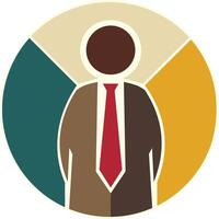 illustration of abstract businessman with red tie, set against modern circular background, representing corporate identity vector