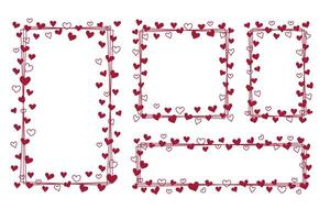 Frame with hearts of different shapes. Greeting card concept, Valentine's day background, Birthday concept vector