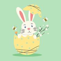 Happy Ester day concept design of illustration. Little rabbit in an egg. vector