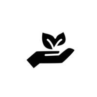 hand and leaf solid icon design good for web or mobile app vector