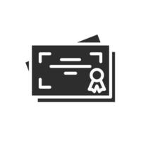 displayed certificate bold solid icon design good for web or mobile app vector
