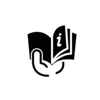 instruction book with hand solid icon design good for web or mobile app vector