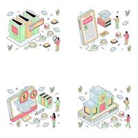 Set of Education and Learning Isometric Illustrations vector