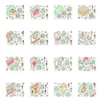 Set of Data server Isometric vector