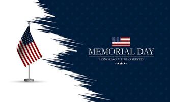 Memorial day background with american flag and honoring all who served text vector