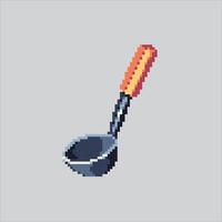 Pixel art illustration Kitchen Ladle. Pixelated Chef Ladle. Kitchen Chef Ladle Utensils Icon pixelated for the pixel art game and icon for website and game. vector
