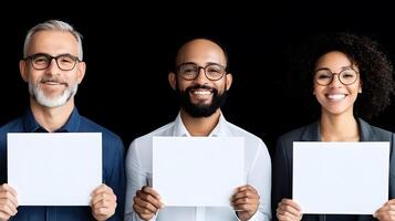 Group photo of employees holding certificates of appreciation in a stylish and decorated office