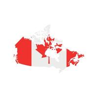 Iillustration of a map of canada territories. White flat map with borders on a white background, featuring the national flag. Highly detailed illustration vector