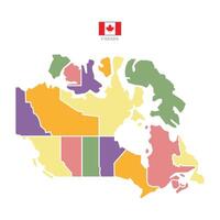 Colored map of canada territories, featuring states and borders. White flat design isolated on a white background. Highly detailed illustration vector