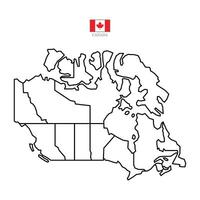 Map of canada territories, featuring states and borders. An outline design with regions, isolated on a white background. Highly detailed illustration vector