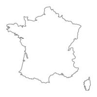 Map of France territories, featuring states and borders. An outline design without regions, isolated on a white background. Highly detailed illustration Europe vector