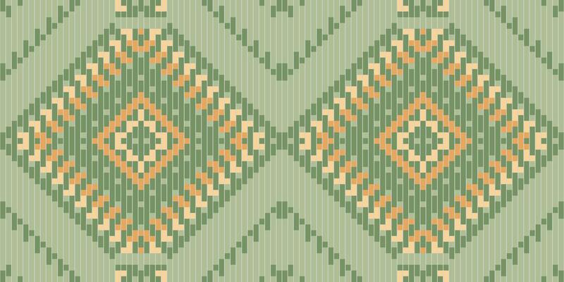 Pixel Ikat Pattern Fabricfolk Embroidery, Aztec Geometric Ornament Print. Design for Carpet, Wallpaper, Clothing, Wrapping, Fabric