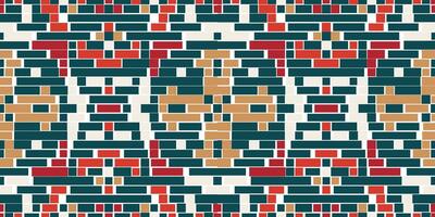 Fabric Texture Geometric Patterns Mathfolk Embroidery, Aztec Geometric Ornament Print. Design for Carpet, Wallpaper, Clothing, Wrapping, Fabric vector