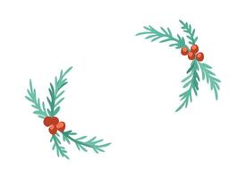 Festive Evergreen Branches with Red Berries Illustration vector
