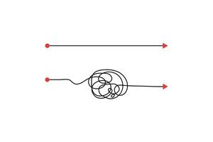 Simple graphic illustrating the concept of a clear path versus a complicated one. vector