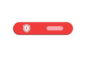 Red alert button with shield icon for website design. vector