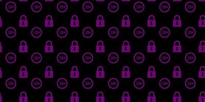 Design featuring locks and age restrictions in a patterned layout on a dark background vector