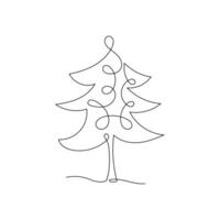 Simple line drawing of a Christmas tree with decorative elements for holiday decor vector