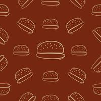 bun burger pattern. burger bun with line style for your background pattern. hamburger seamless pattern. seamless pattern of bun burger for your food packaging background vector