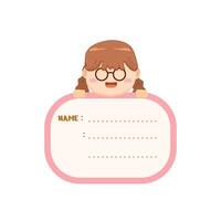 name tag school kids vector