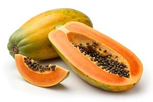 Papaya fruit isolated on white background. Clipping path included photo